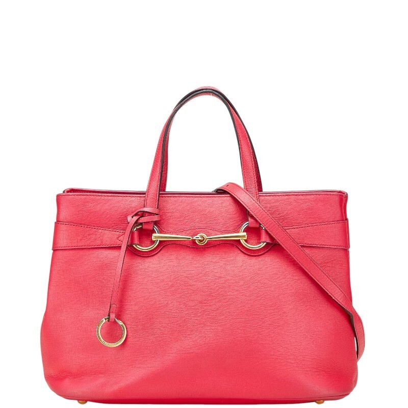 GUCCI Pink Leather Horsebit Tote Bag 2-Way Shoulder Bag 319795