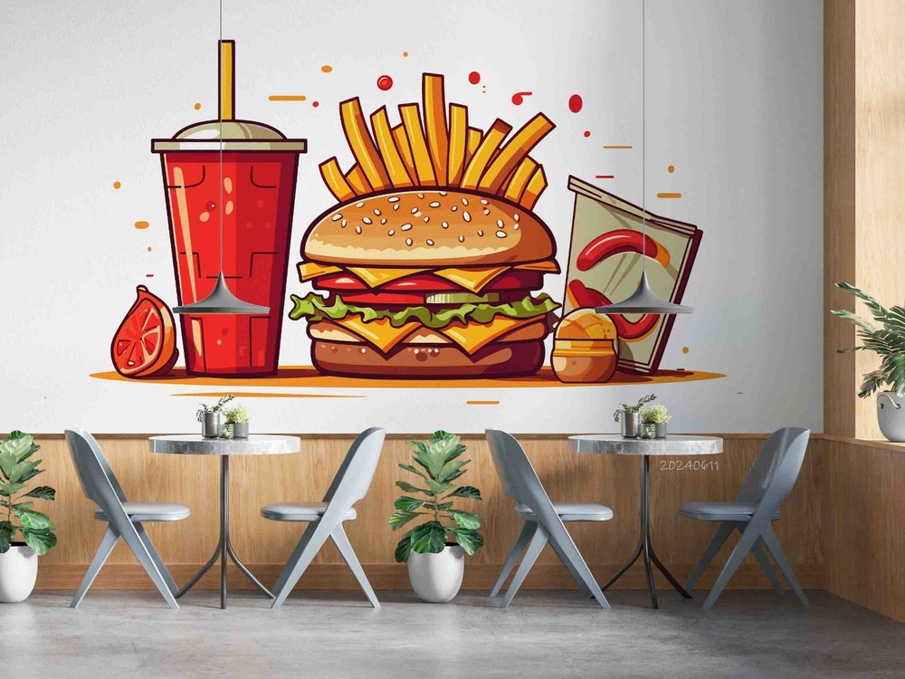 3D Fast Food Illustration Wall Murals Wallpaper Murals Wall Sticker 23