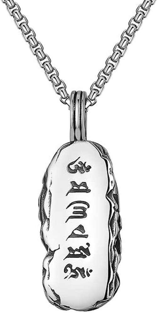 Men's Tibetan Buddhist Protection Amulet Pendant Necklace Stainless Steel 24