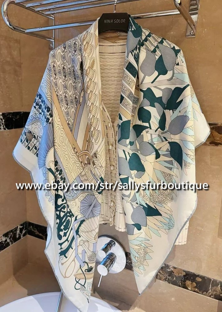 Sallys 70% Cashmere & 30% Silk Wrap Scarf Cases Print Double Face Shawl 53