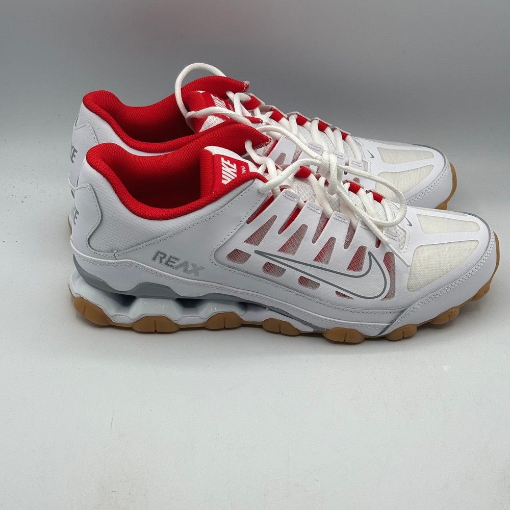 Nike Reax 8 TR Mesh Mens Training Shoes 10.5 White Wolf Grey Red 621716-103