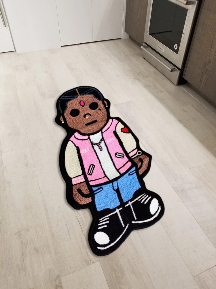Lil Uzi Vert Pink Tape Area Rug Modern Living Room Floor Mat Carpet
