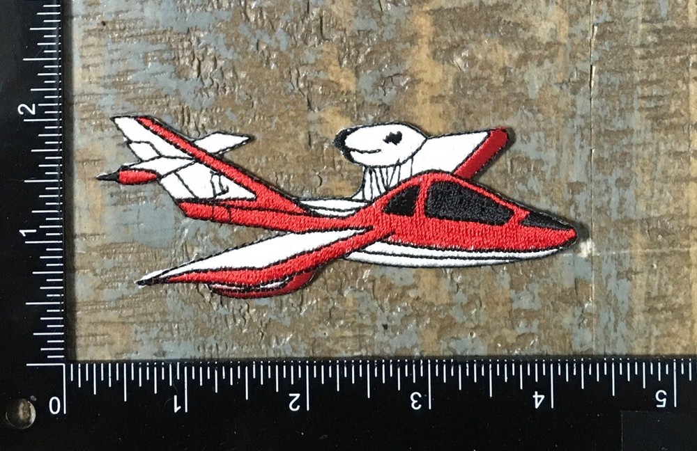 Vintage Red/White Airplane Embroidered Iron-On Aviation Patch