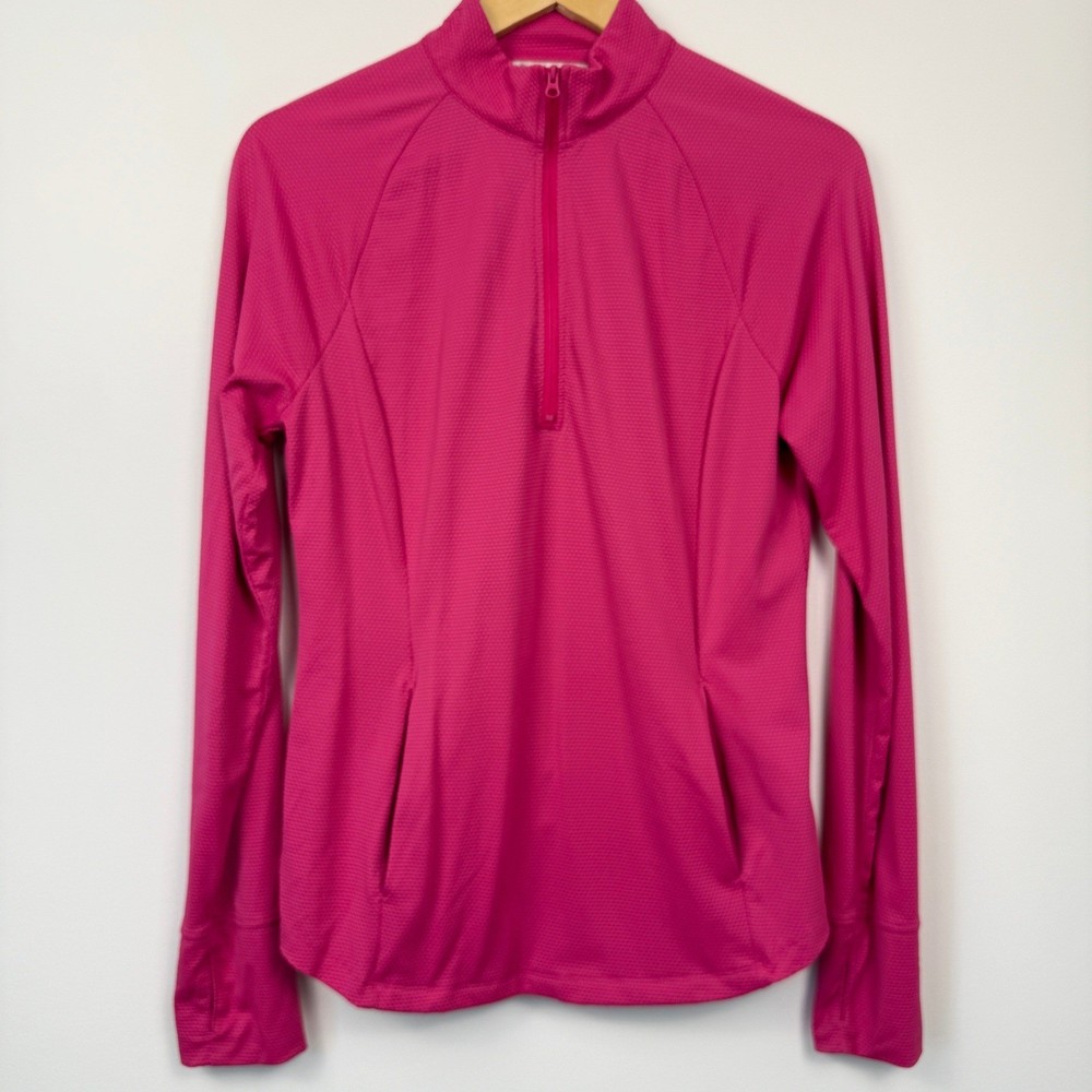 Tommy Bahama Golf Quarter Zip Pullover Womens Large Pink Textured Performance
