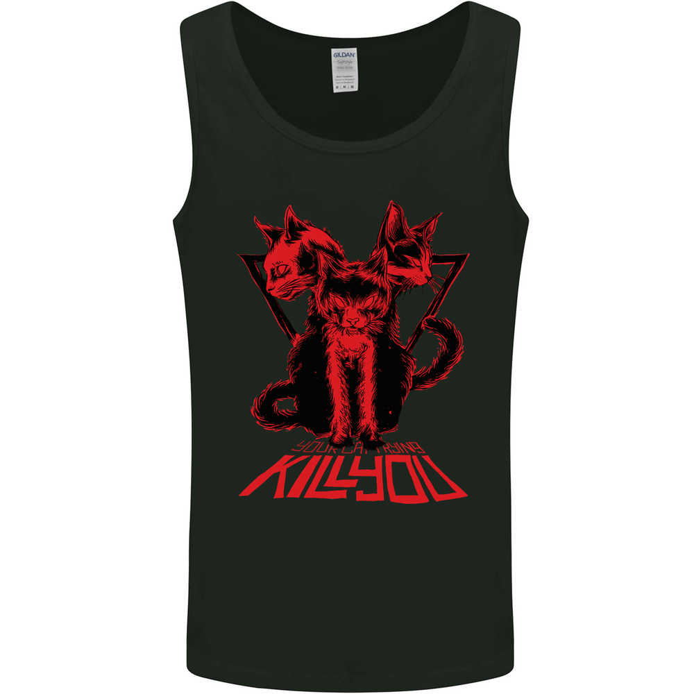 Demonic Cats Halloween Horror Witch Demons Mens Vest Tank Top