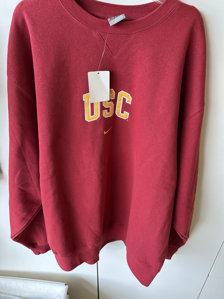 BRAND NEW NIKE USC TROJANS EMBROIDERED Crewneck Sweatshirt Size 2XL 100% Cotton