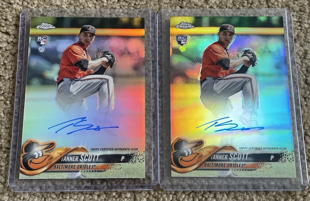 (2) 2018 Topps Chrome Tanner Scott Auto Refractor Rookie /499 High-Grade Dodgers