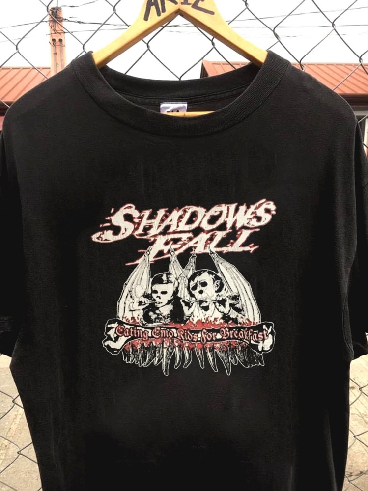 Shadow fall band t-shirt, eating emo for breakfast, metal band shirt TE8214