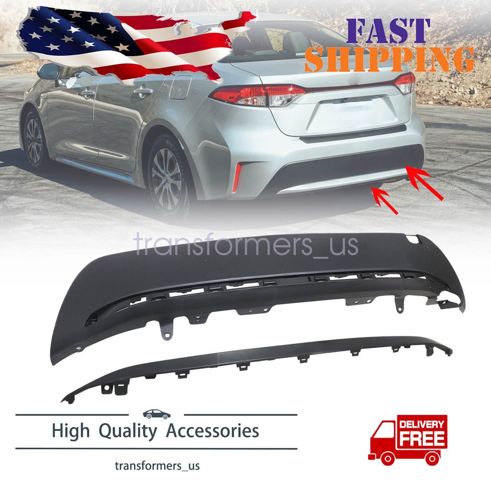 Fit 2020 2021 Toyota Corolla Rear Bumper Valance Lower Cover & Moulding Trim