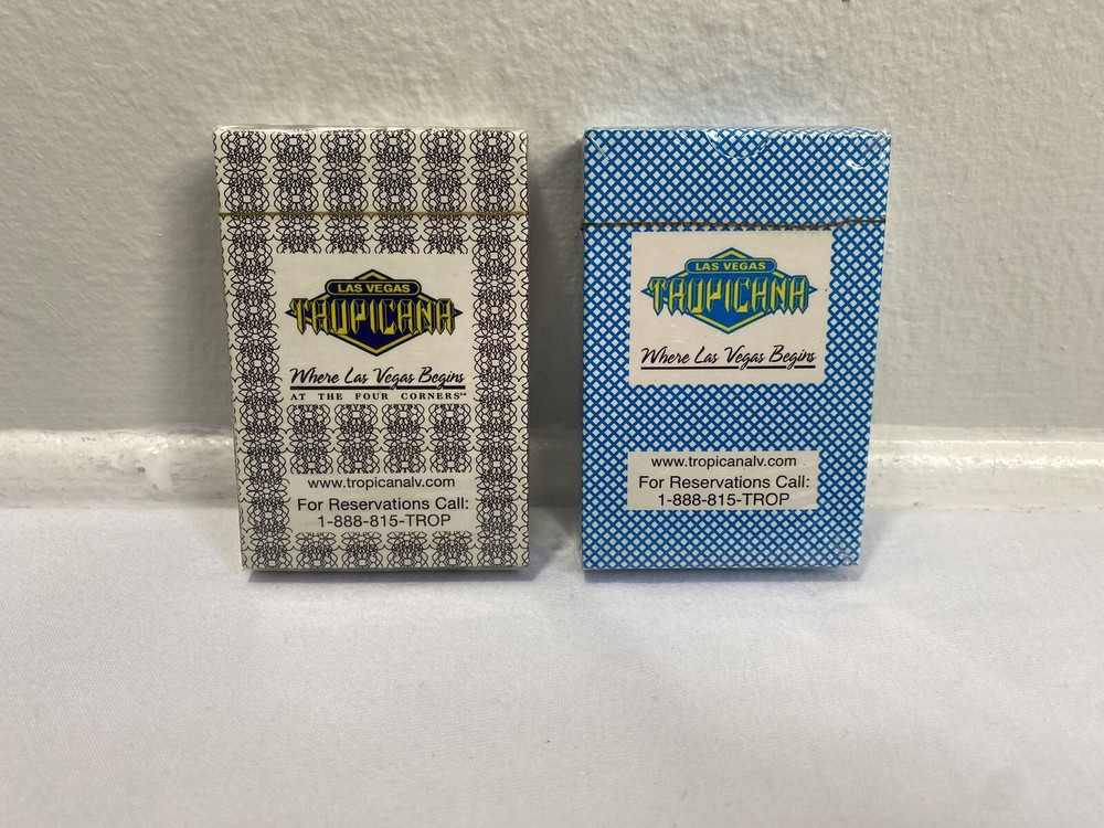 LOT of 2 SEALED Las Vegas Tropicana playing cards BLACK and BLUE Poker Deck