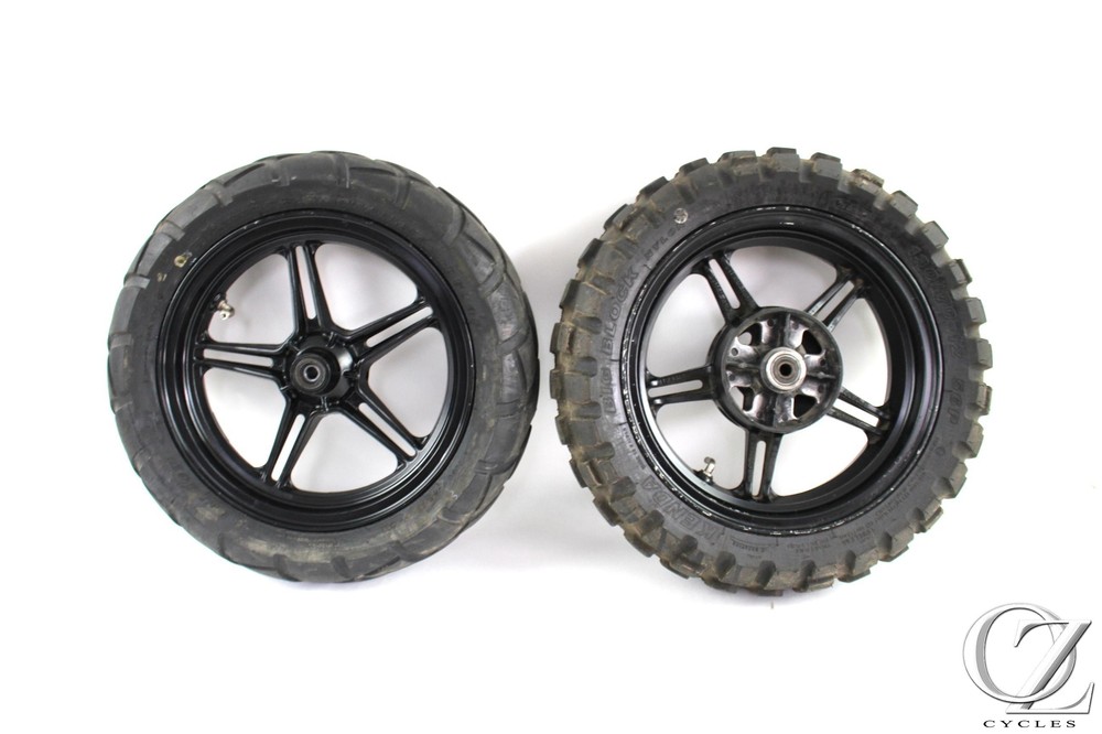 17-24 Kawasaki Z125 BR125 OEM Black Rim Wheel Set Straight