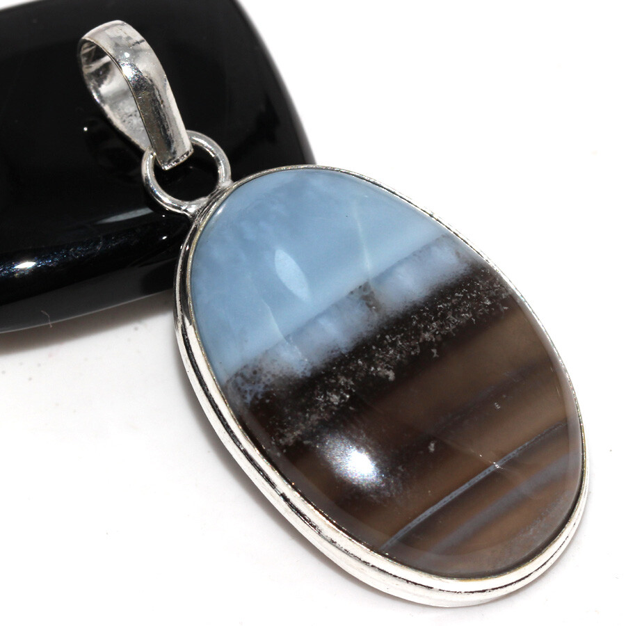 925 Silver Plated Owhyee Blue Opal Ethnic Pendant Handmade Jewelry Size 2