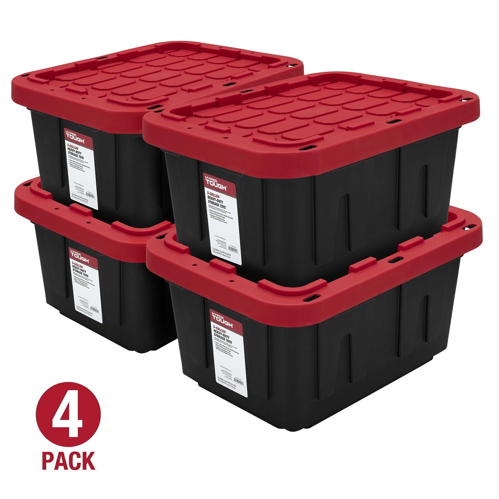 5 Gallon Snap Lid Plastic Storage Bins Set of 4 for Closet Basement Organizing