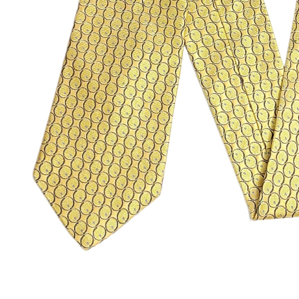 Tommy Hilfiger Mens Metallic Gold Geometric Silk Tie 59 Inch Wide Designer Necktie