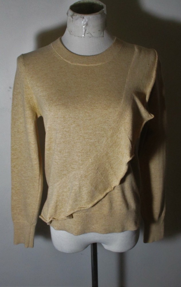 MERCANTILE J. Crew Tan Wool Blend Ruffle Layered Sweater Size S