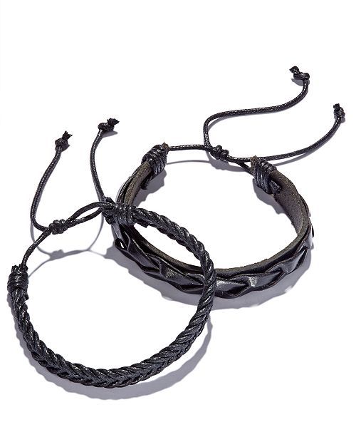 New RA Rogue Accessories Men's 2 Pc  Braided Leather / Cord Bracelet Set