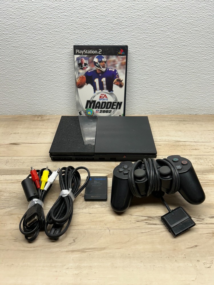 2007 Sony PS2 Slim Console with Controller, Memory Card, Cables & Game