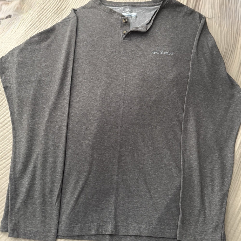 Columbia Omni-Wick Moisture Wicking Lightweight Gray Henley Long Sleeve Men's L