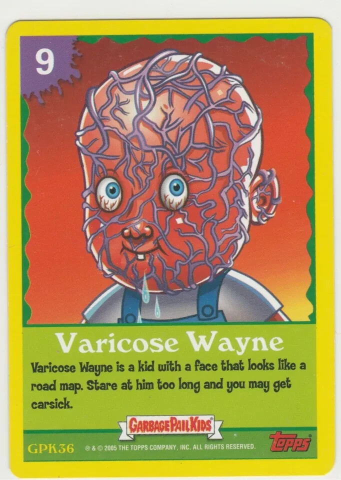 Varicose Wayne GPK Garbage Pail Kids ANS4 Series 4 Game Cards 2005
