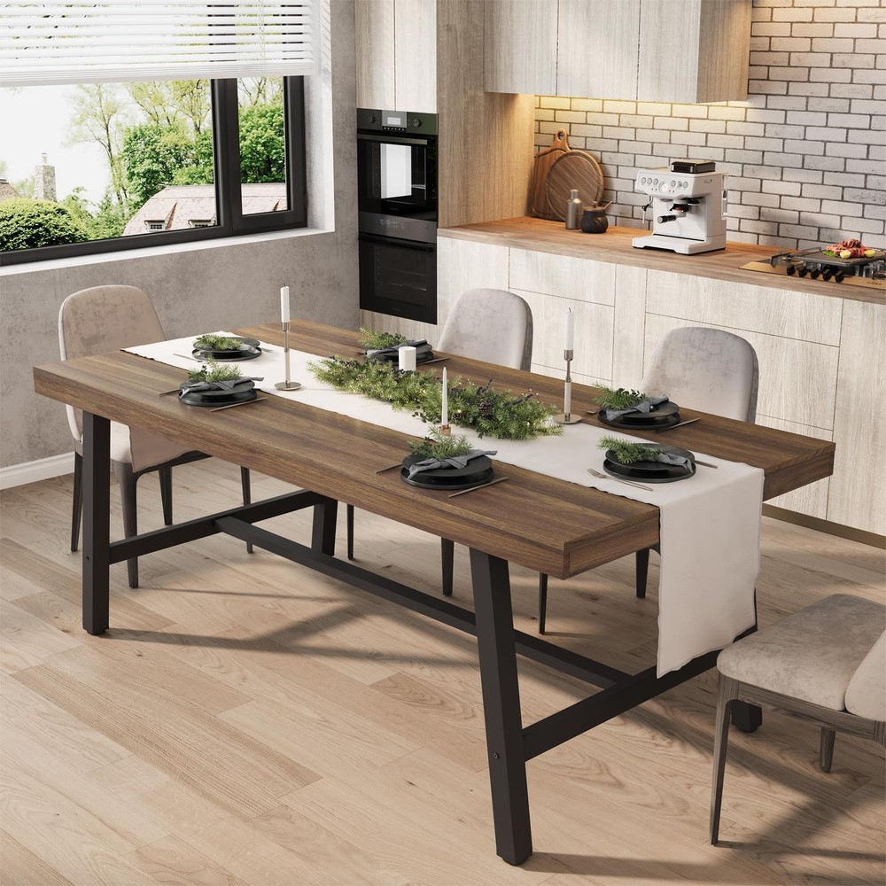 70.87'' Large Rectangular Dining Table for 6 to 8, Farmhouse Wood Ktichen Table