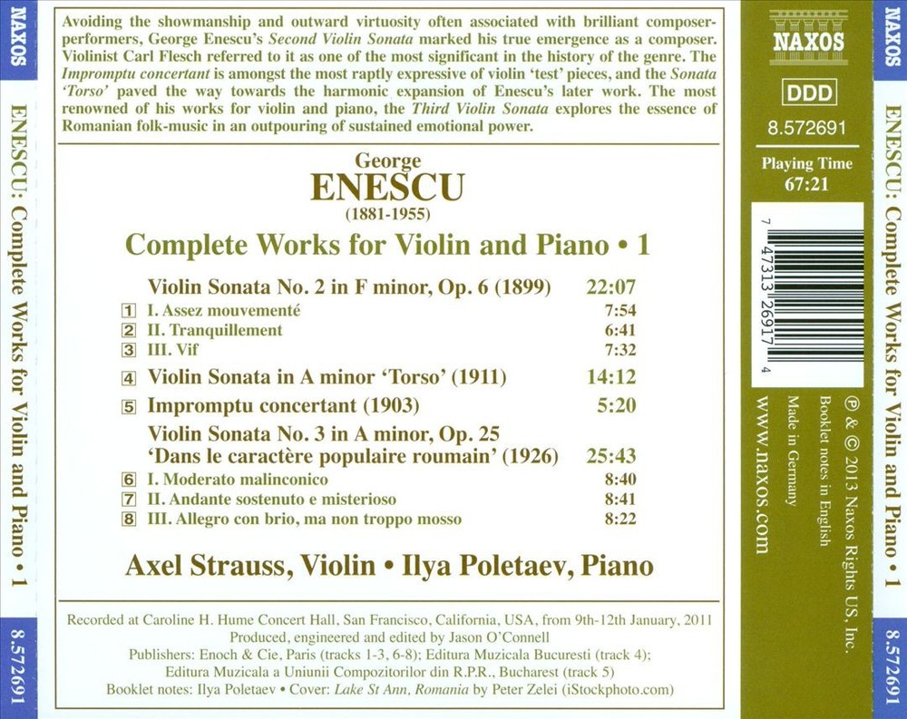 AXEL STRAUSS and ILYA POLETAEV perform GEORGE ENESCU Complete Violin and Piano Works