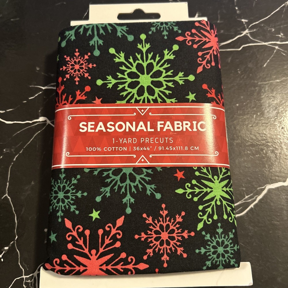 Seasonal Snowflakes Precut 1-Yard Cotton Fabric by David Textiles-image
