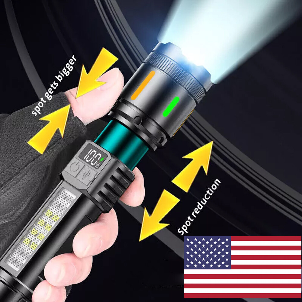 99000000LM Super Bright LED Flashlight Rechargeable Powerful Tactical Work Light