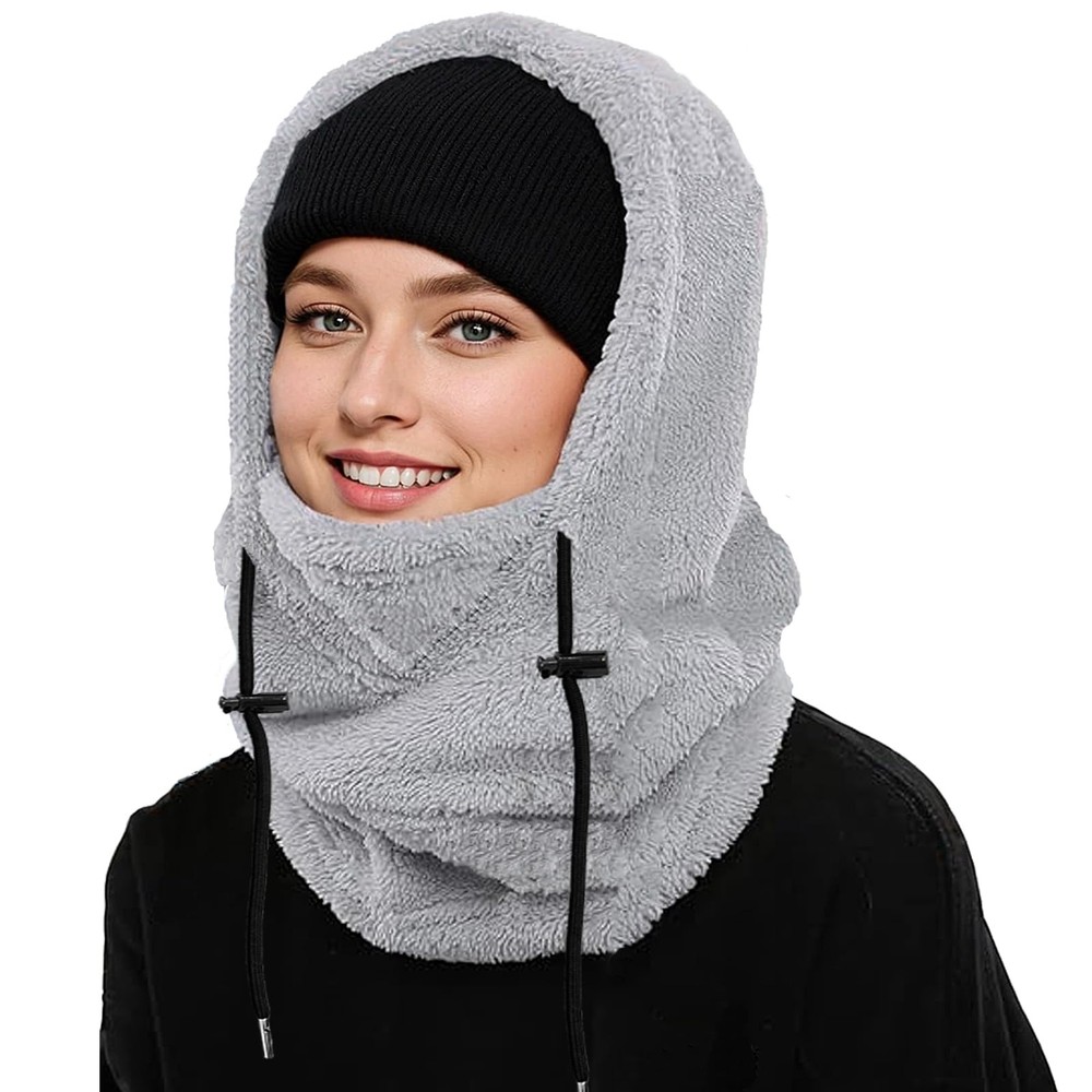 Balaclava Grey Ski Hat Windproof Ride Mask, Men's and Women's Winter Skiing C...