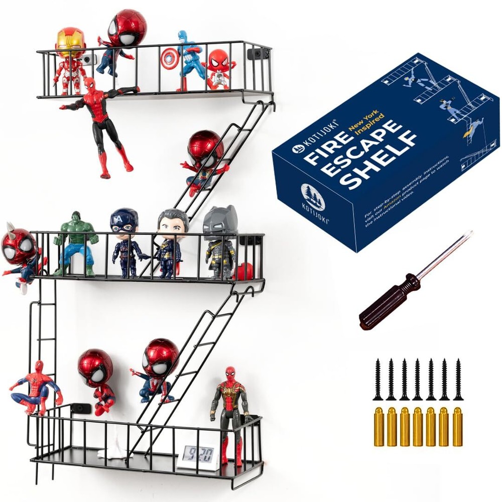 KOTIJOKI Fire Escape Wall Shelf - New York Metal Decorative Shelf with Screwd...