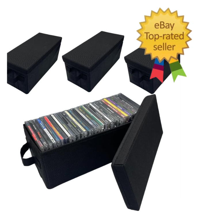 4-Pack Durable CD Storage Boxes with Lid for Disc Organization