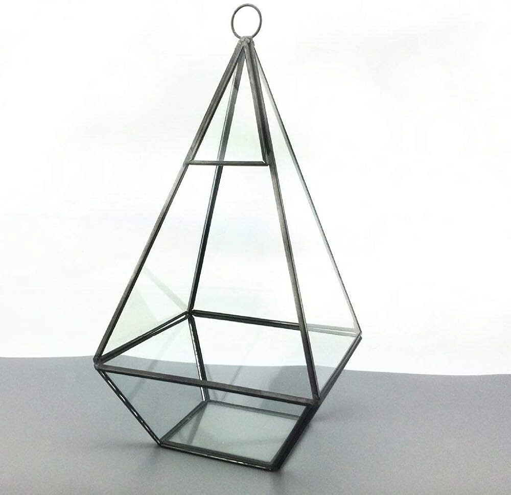 Hanging Pyramid Glass Terrarium Wall or Tabletop 5x8 Inches