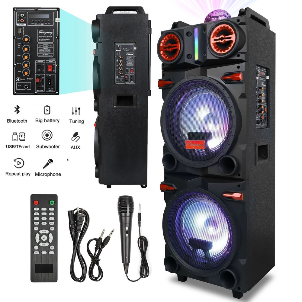 9000W Portable Bluetooth Speaker with Dual 10 Woofers FM Karaoke Rechargeable Party Sound System