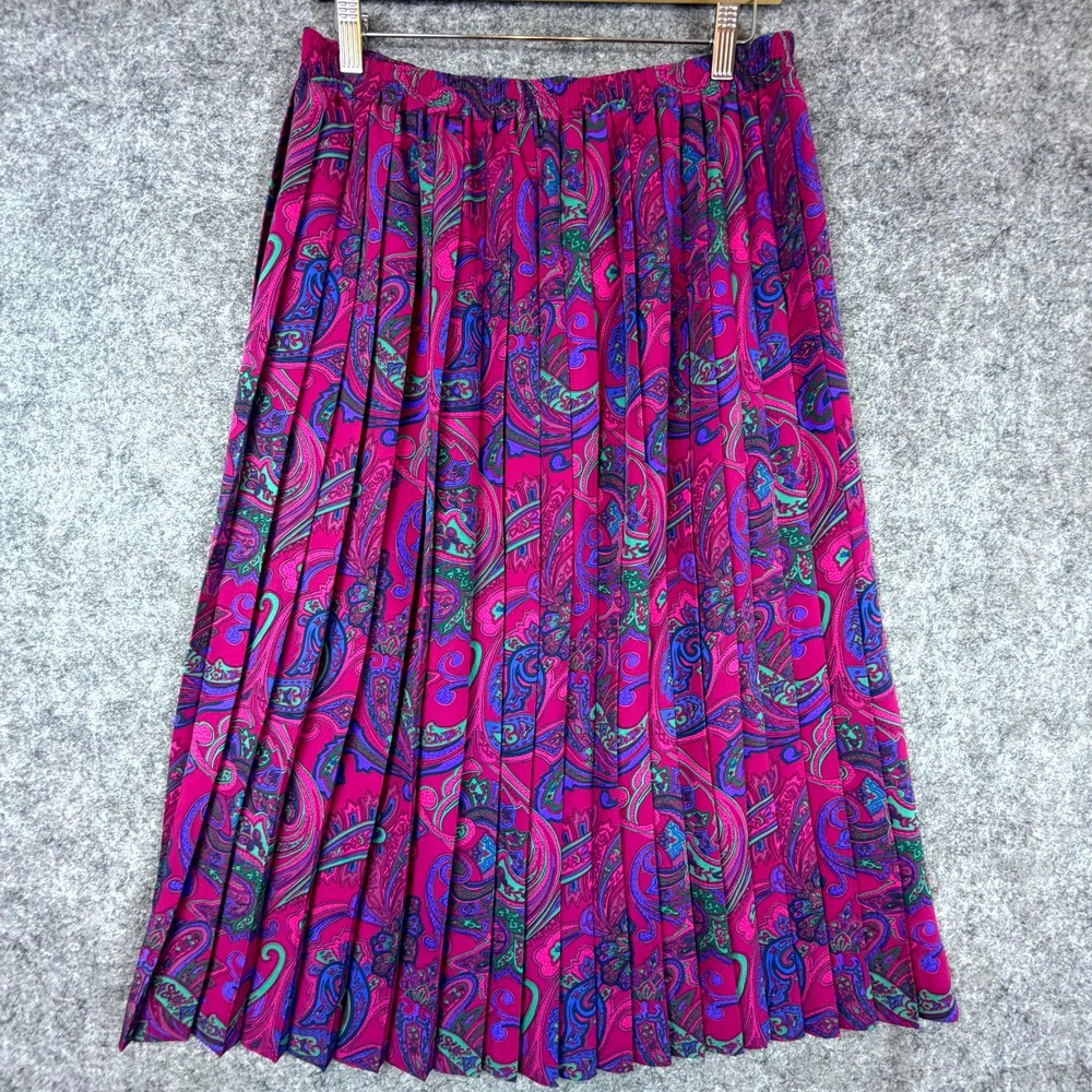 Vintage Alfred Dunner Pleated Midi Skirt Womens 12 Pink Dopamine Statement 90s