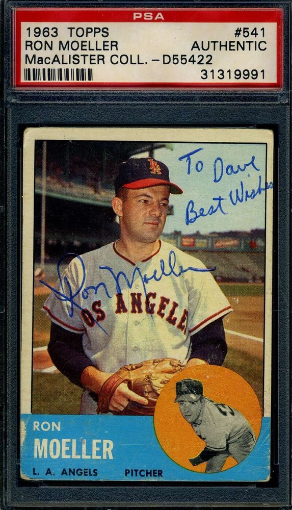 Autógrafo Topps 1963 firmado por ADN de Ron Moeller PSA