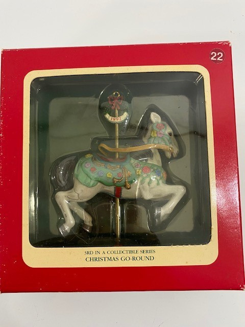 Christmas Go Round Carousel Horse 1991 Carlton Cards Ornament Heirloom Collectio