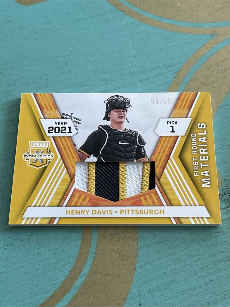 2021 Elite Extra Edition Gold 1st Round Materials #FRM-HD Henry Davis 06/10