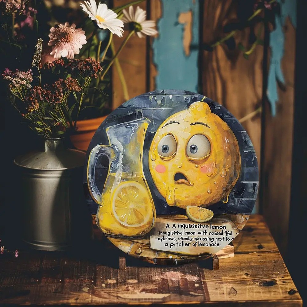 Funny Creepy Lemon Expressive Eyes Metal Wall Decor