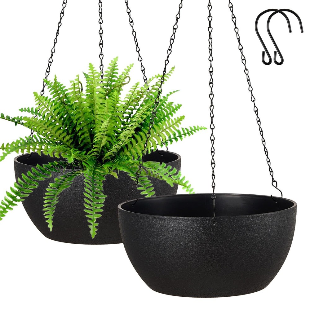 Gardrium Hanging Planters 12 inch Set of 2 Hang Flower Plant Pots with Draina