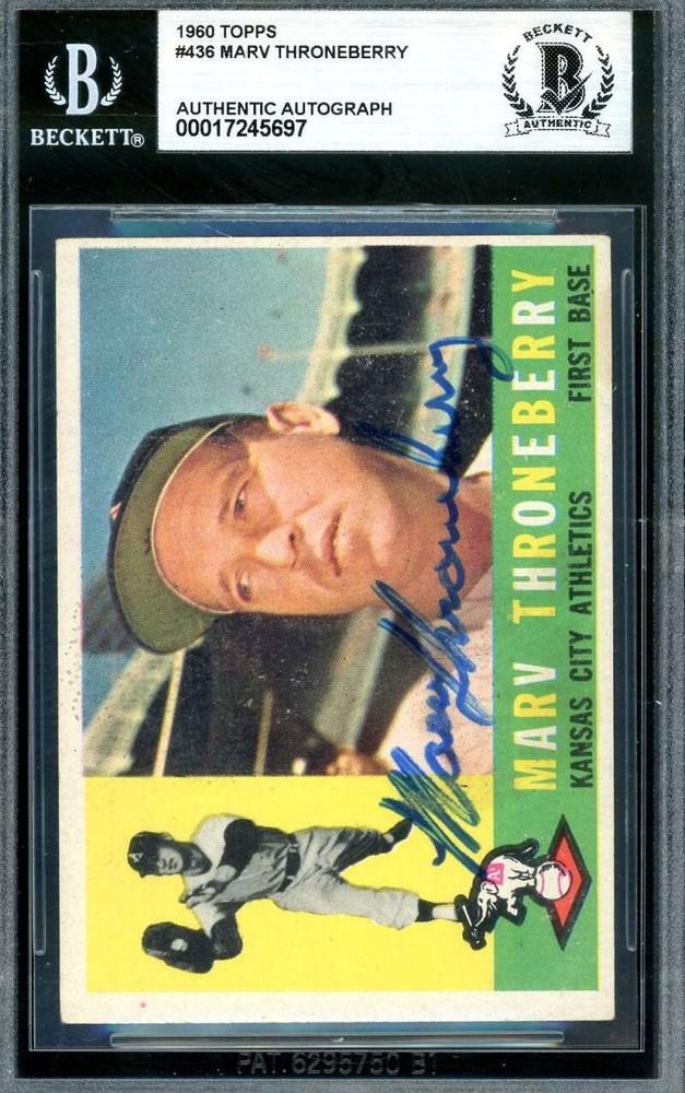 Marv Throneberry Beckett BAS Signed 1960 Topps Autograph