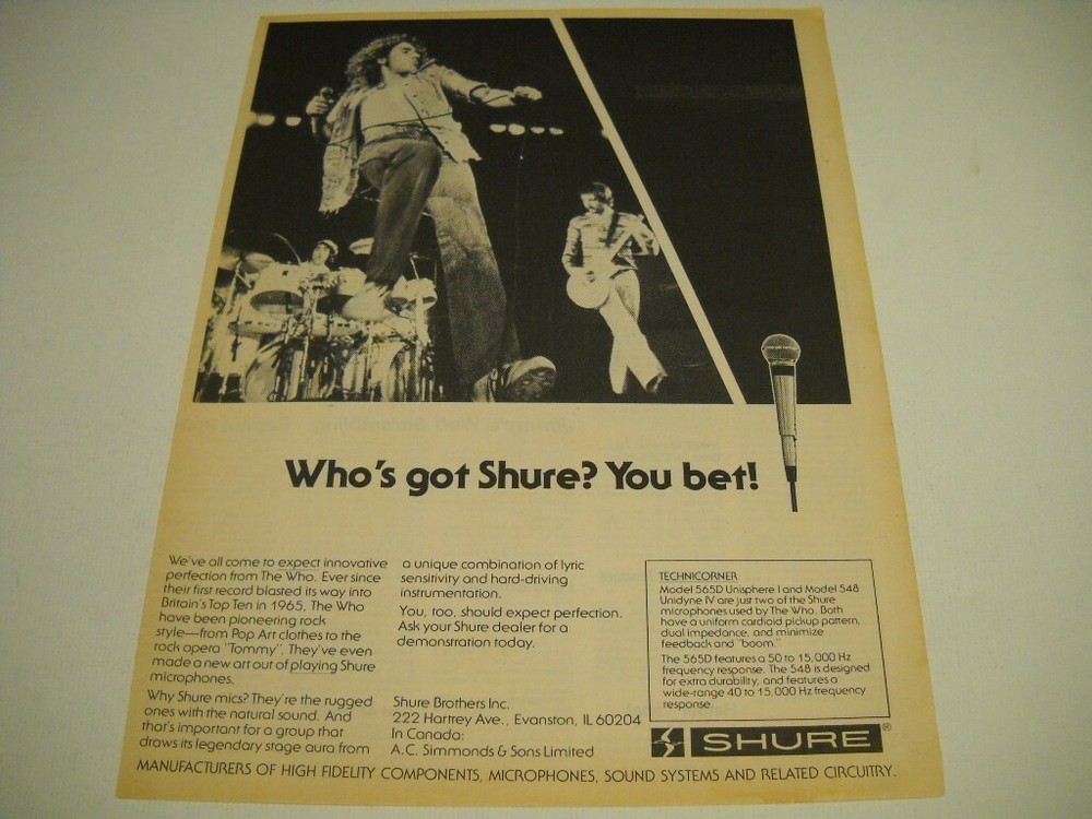 The WHO - Who's Got Shure? You Bet! original 1977 Promo Poster Ad