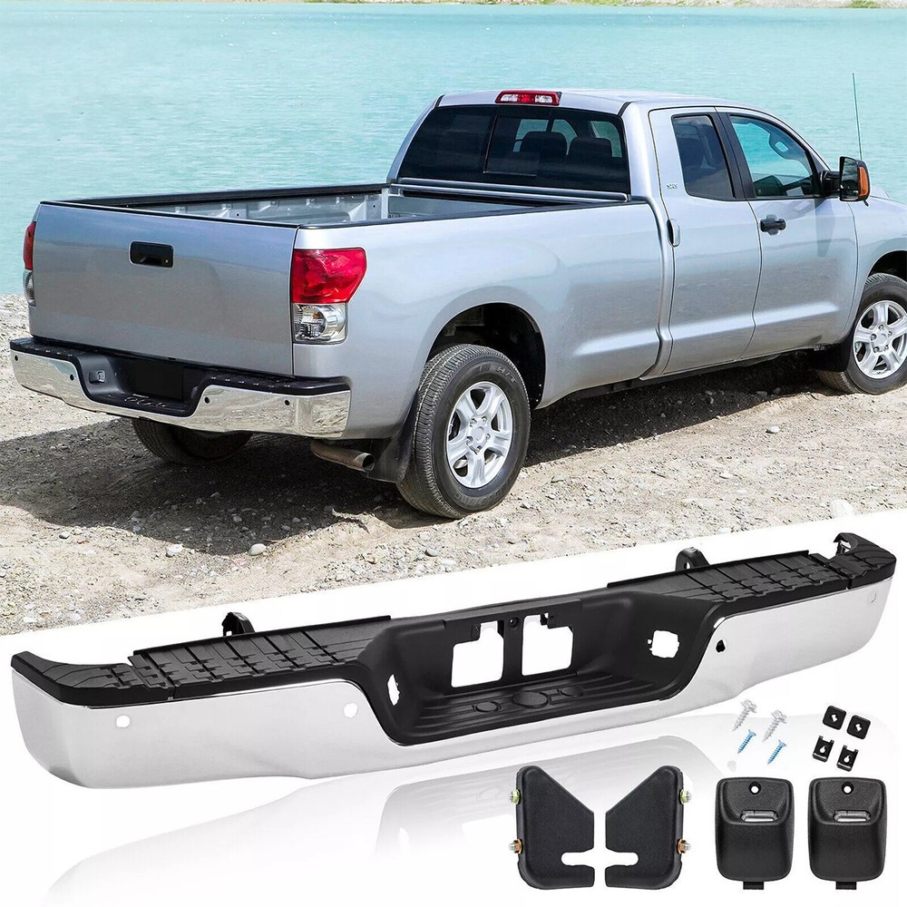 NEW Chrome - Steel Rear Step Bumper Assembly for 2007-2013 Toyota Tundra w/ Park