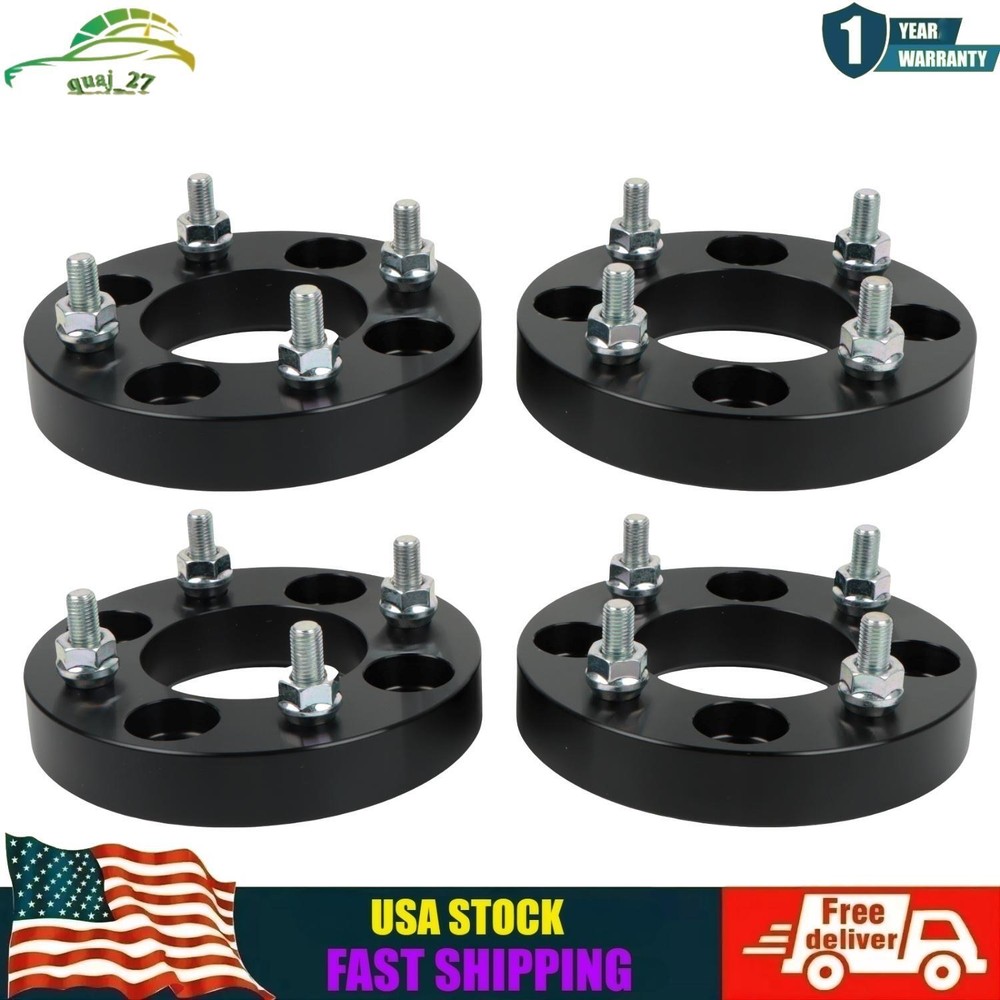4X Wheel Spacers 1 inch 4x110mm 10x1.25 Studs 74mm Hub Bore w/o lip hub Black