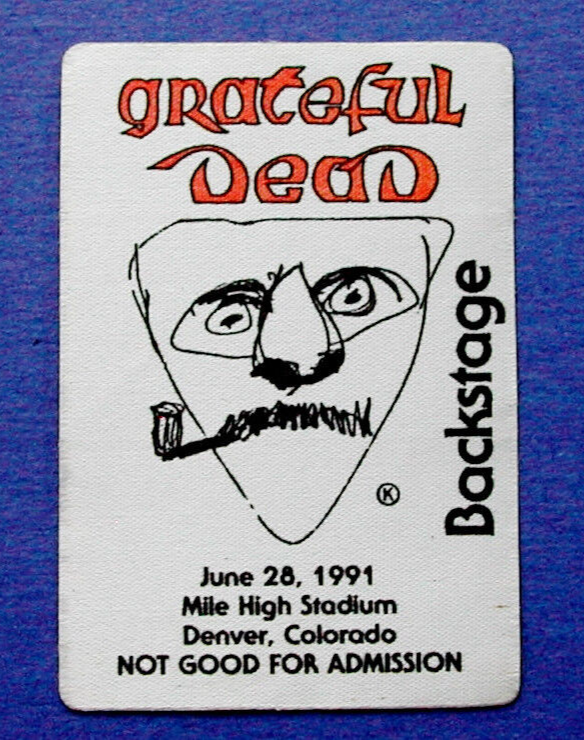 Grateful Dead Jerry Garcia Backstage Pass Art Denver Colorado 1991 Concert Memorabilia