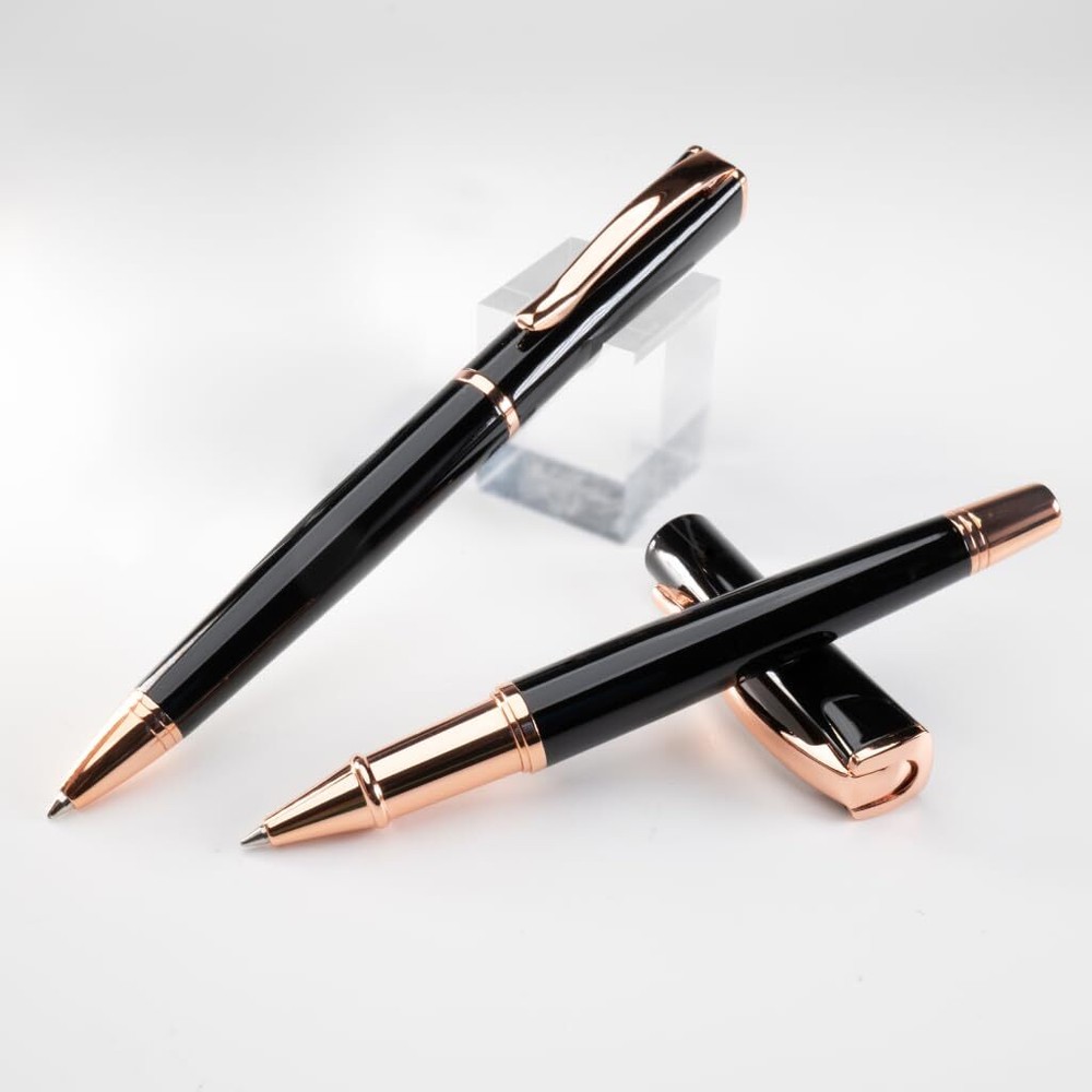 USA Impressa Ballpoint + Rollerball Pen Gift set (Black) - Premium Pen for Me...