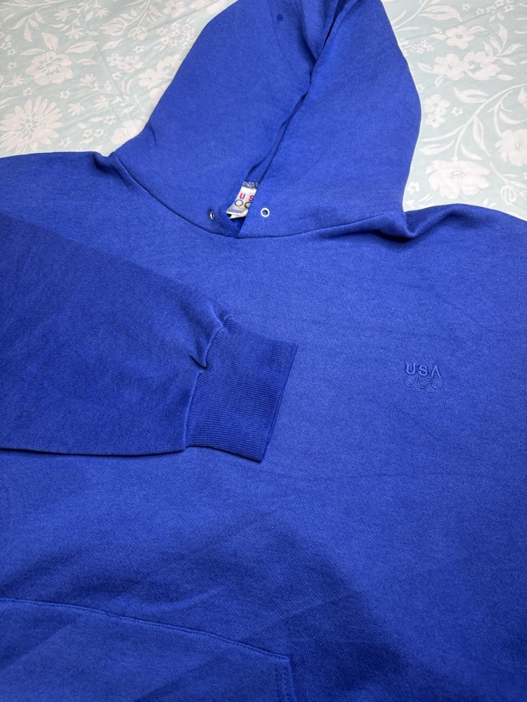 Vintage 90s Jc Penny Team USA Olympics Pullover Hoodie Mens Size L Blue Made In