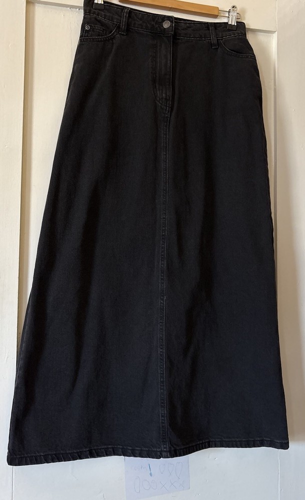 Denim & Co Black Straight Maxi Skirt UK8 Length 37 Inches