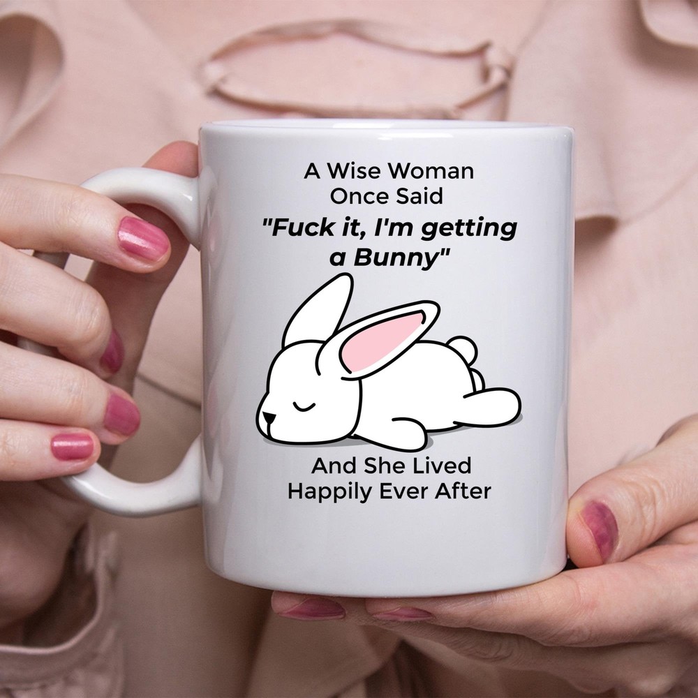Funny Rabbit Sleeping White Coffee Mug Gift for Women