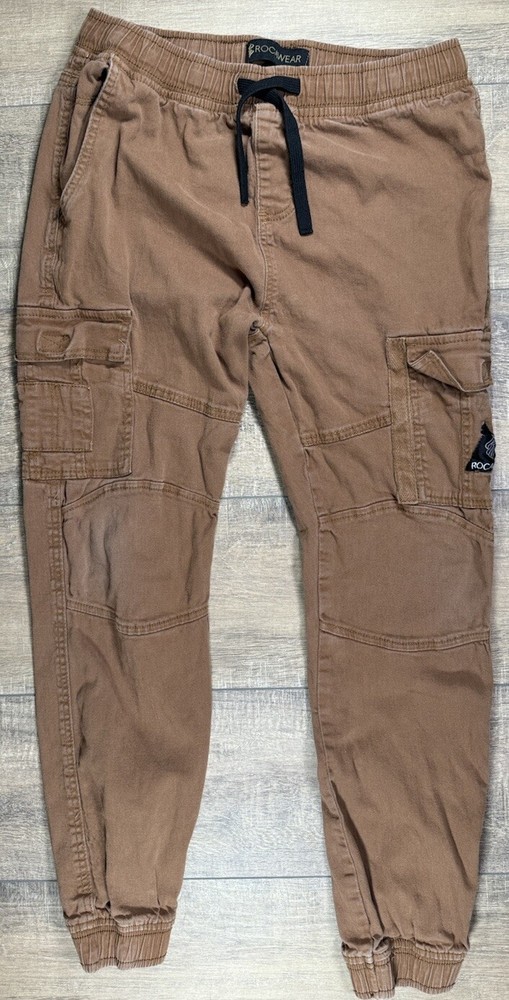 Vintage Y2K Rocawear Embroidered Brown Jogger Cargo Drawstring Pants Size M