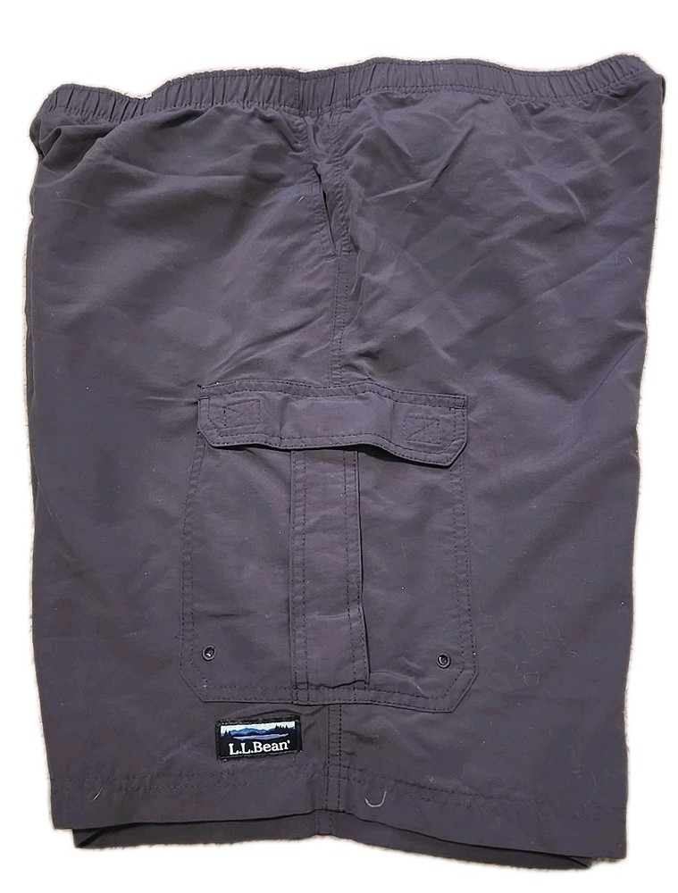 LL Bean Supplex Swim Trunks Mens XL Navy Blue Mesh Lined Cargo Sport Shorts XL