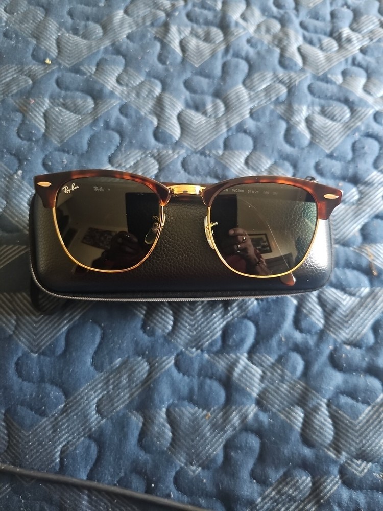 Ray-Ban Clubmaster Black Frame/Green Lens Sunglasses - RB3016 W0365 49-21